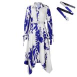 Plus Size Womens Dress Elegant Floral Print Asymmetrical Hem Stylish Lapel Perfect for Casual or