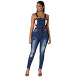 Fashionable Womens Denim Overalls Slim Fit Distressed Design Versatile Style Casual Wear Ready t
