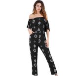 High Waisted Ruffle Hem Jumpsuit Floral Chiffon Fabric Spring Summer Fashion for Women Wholesale