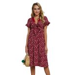 Floral Print A Line Dress Elegant Design Comfortable Fabric Spring Summer Style Perfect for Work