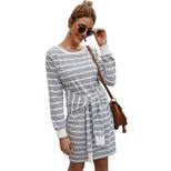 Knitted Stripe Dress Original Design Autumn Winter Collection Comfortable Fit Casual Wear Wholes