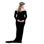 V Neck Long Sleeve Maternity Dress in Silk Cotton for Spring Photography Events in Multiple Sizes