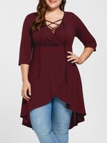 Plus Size Womens T Shirt V Neck Slim Fit Short Sleeve Casual Street Style