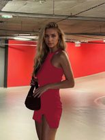 Sweet and Spicy Style Dress Bodycon Fit Side Slit Short Length Spring Summer Fashion for Women W