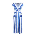 Sleeveless V Neck Blue and White Striped Maxi Dress for Women Loose Fit High Waist Summer Casual Wear Wholesale