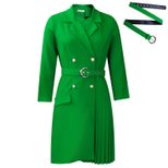 High Waisted Fashionable Midi Blazer Dress Pleated Design Tailored Fit Elegant Style Suitable fo