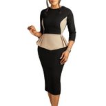 Color Block Bodycon Dress Elegant Fashionable Office Wear Autumn Winter Collection Wholesale Ava