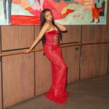 Sexy Lace Sheer Bodycon Dress Strapless Cutout Design Long Length Winter Fashion for Parties and