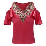Loose Fit Womens V Neck Short Sleeve T Shirt Comfortable Cotton Fabric Spring Summer Casual Wear