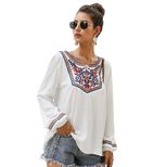 Womens Long Sleeve Ethnic Style T Shirt Comfortable Fabric Spring Collection