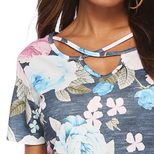 V Neck Floral Print Slim Fit Top Short Sleeve Versatile Design Perfect for Casual Wear OEM Avail