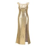 Off Shoulder Sequin Dress for Women Elegant Solid Color Evening Gown Perfect for Parties and Special Occasions Wholesale