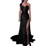 Gold One Shoulder Sleeveless Maxi Dress with Slit for Women Wholesale Elegant Evening Wear Available in Multiple Sizes
