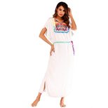 Embroidered Colorful Tassel Split Long Beach Cover Up Dress Stylish Bohemian Design Perfect for