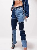 High Waisted Color Block Denim Jeans for Women Stylish Design Comfortable Fit Versatile for Casual Wear Wholesal