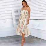 Bohemian Maxi Dress Strapless Loose Fit Floral Print Summer Casual Wear Wholesale Available