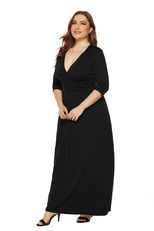 Plus Size Womens Dress Elegant Deep V Neck Flowy A Line High Elasticity Perfect for Formal Event