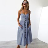 Casual Womens Summer Dress Colorful Striped Backless Design Adjustable Spaghetti Straps
