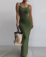 White Bodycon Maxi Dress for Women Summer Casual Style Sleeveless Lightweight Fabric Available in Multiple Sizes