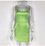 Satin Mini Dress Candy Color Spaghetti Straps Summer Style Wholesale Womens Fashion custom packa