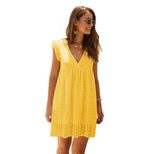 Womens Summer Dress V Neck Loose Fit Lace Short Skirt Casual Wear fast shipping