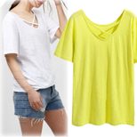 Plus Size Womens V Neck Short Sleeve T Shirt Loose Fit Summer Top Casual Wear Wholesale factory direct