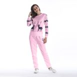 Womens Casual Sports Set Deer Print Pullover Sweatshirt and Fleece Lined Pants Fall Winter Collection