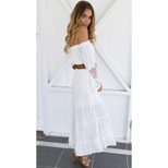Embroidered Lace Sheer Dress Off Shoulder Bell Sleeves Elegant Style Perfect for Parties and Spe