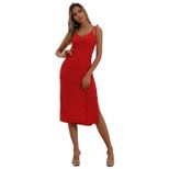 Polka Dot Maxi Dress Side Slit Sleeveless Elegant Design Perfect for Parties and Special Occasio