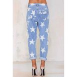 High Waist Distressed Jeans for Women Loose Fit Star Print Casual Spring Autumn Style