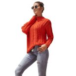 Chunky Knit Off Shoulder Sweater Long Sleeve Round Neck Cozy Fabric Autumn Winter Fashion Wholes
