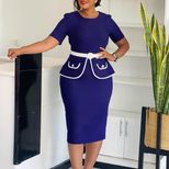 Elegant Plus Size Bodycon Dress Short Sleeve Stretch Fabric Fashionable Design Office Wear or Ca