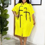 Womens Short Sleeve Fashionable Loose Fit Shirt Dress Stylish Collar Mid Length Versatile for Ca