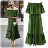 Plus Size Off Shoulder Maxi Dress Ruffle Hem Versatile Two Way Wear Elegant Style Wholesale Avai
