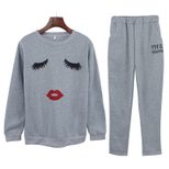 Womens Casual Sports Set Deer Print Pullover Sweatshirt and Fleece Lined Pants Fall Winter Collection