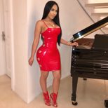 Sexy Womens PU Leather Slip Dress Bodycon Fit Adjustable Straps Stylish Design Night Out or Part
