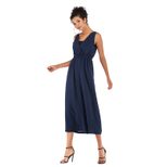 Womens Solid Color V Neck Jumpsuit Wrap Waist Adjustable Straps Wide Leg Three Quarter Length Ca