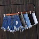 Womens Distressed Gray Denim Shorts Plus Size Loose Fit Frayed Hem Summer Casual Wear Wholesale