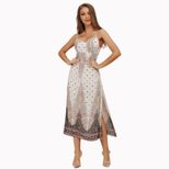 Bohemian Print Maxi Dress Sexy Spaghetti Straps Open Back High Slit Summer Vacation Wear Wholesa