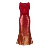 Elegant Sequin Maxi Dress for Women Slim Fit Sleeveless V Neck Events