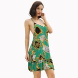 Animal Print Halter Dress Elegant Design Lightweight Fabric Vacation Ready Wholesale Availabilit