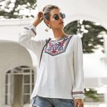Womens Long Sleeve Ethnic Style T Shirt Comfortable Fabric Spring Collection