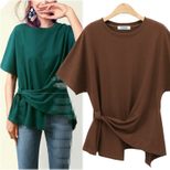 Womens Plus Size Short Sleeve T Shirt Casual Loose Fit Round Neck Fashionable Design Summer Wear