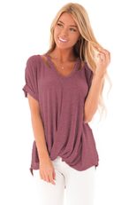 Off Shoulder Short Sleeve T Shirt for Women Twist Front Design Summer Casual Wear