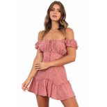 Floral Print Strapless Dress Bohemian Style Summer Vacation Wear Lightweight Fabric Available in