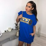 Vogue Printed Pocket Dress for Women Short Sleeve Round Neck Summer Casual Wear Available in Multiple Sizes