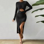 Sexy Hollow Out Split Bodycon Dress Autumn Winter Collection Perfect for Parties Wholesale Avail