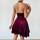Velvet Halter Mini Dress Sexy Elegant Party Wear Autumn Winter Collection Wholesale Available
