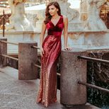 Fashionable Gradient Color Sequin Evening Dress Womens Stylish Design Elegant Silhouette Perfect