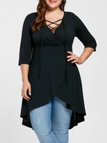 Plus Size Womens T Shirt V Neck Slim Fit Short Sleeve Casual Street Style